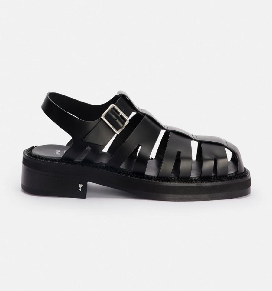 Sandalias Ami Paris Fisherman Negros | ami_MX161