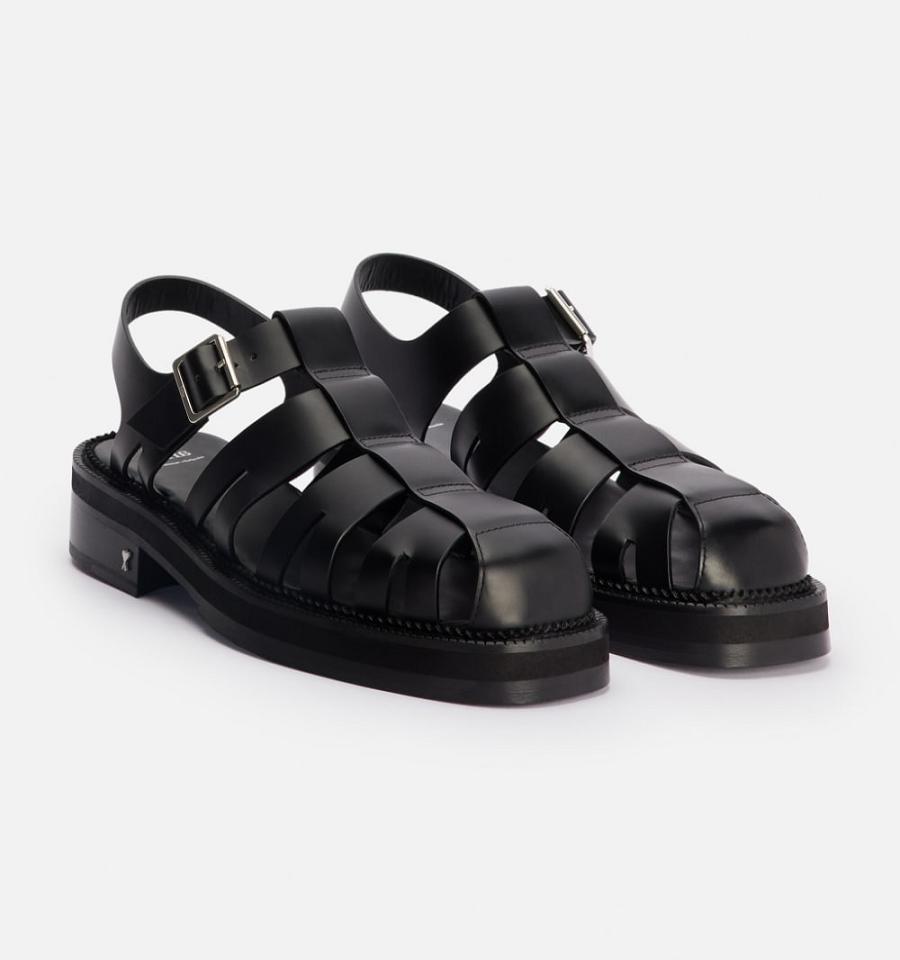 Sandalias Ami Paris Fisherman Negros | ami_MX269