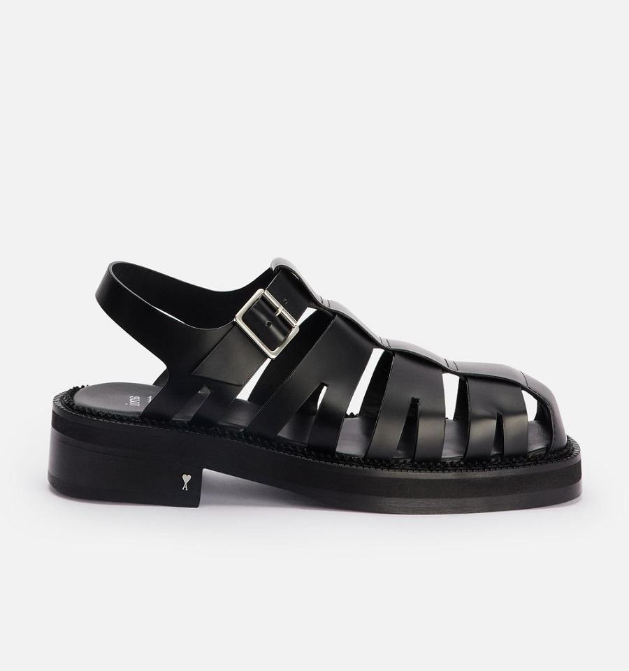 Sandalias Ami Paris Fisherman Negros | ami_MX269