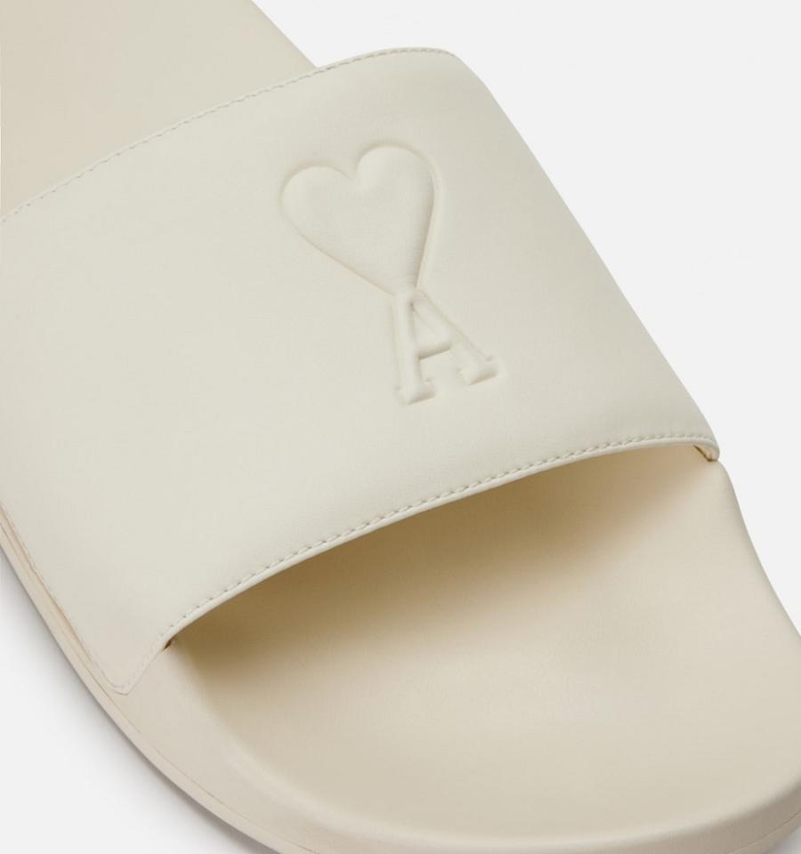 Sandalias de Diapositivas Ami Paris Ami de Coeur Beige | ami_MX280