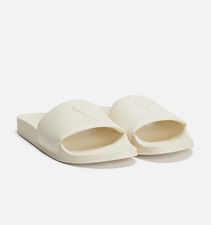 Sandalias de Diapositivas Ami Paris Ami de Coeur Beige | ami_MX280