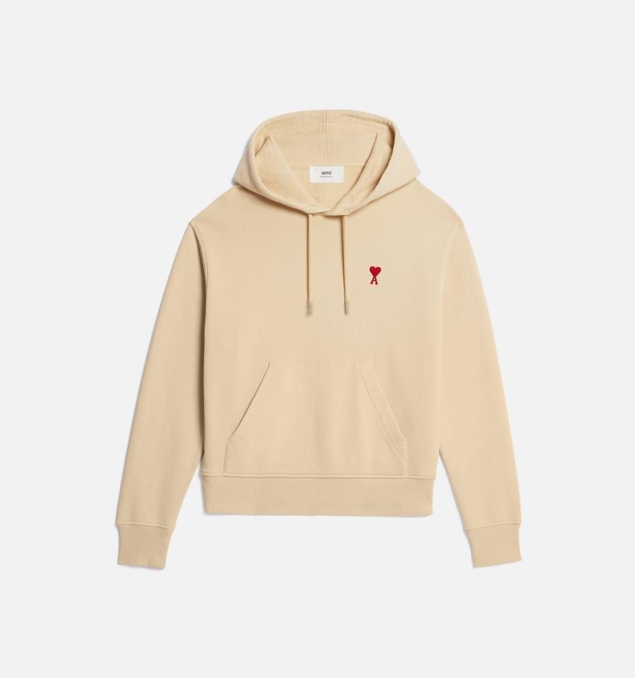 Sudadera Con Capucha Ami Paris Ami de Coeur Kaki | ami_MX144