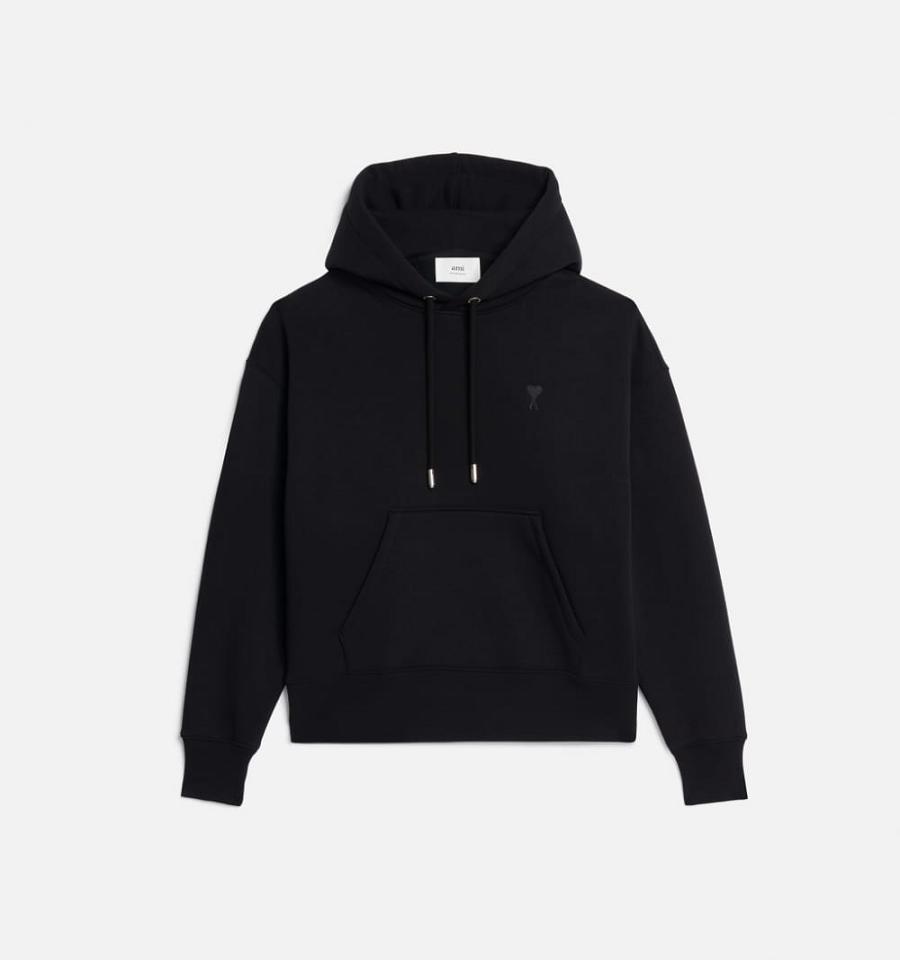 Sudadera Con Capucha Ami Paris Ami de Coeur Negros | ami_MX274