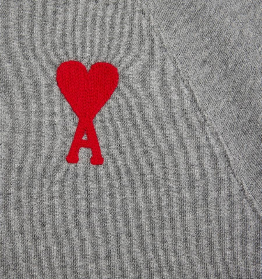 Sudadera Con Capucha Ami Paris Ami de Coeur Grises | ami_MX306