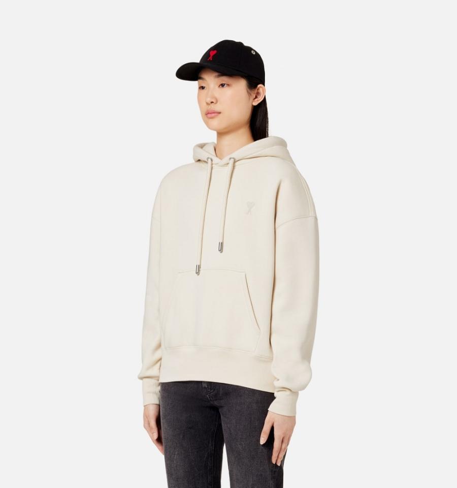 Sudadera Con Capucha Ami Paris Ami de Coeur Beige | ami_MX417