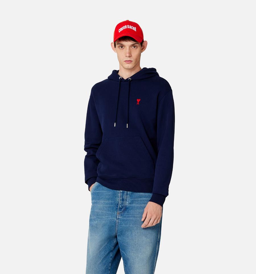 Sudadera Con Capucha Ami Paris Ami de Coeur Azul Marino | ami_MX452