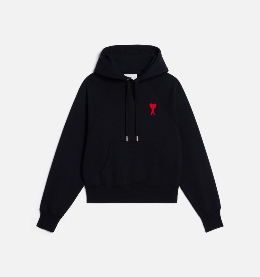 Sudadera Con Capucha Ami Paris Ami de Coeur Negros Rojos | ami_MX522