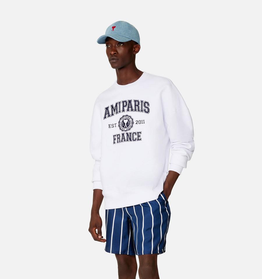 Sudaderas Ami Paris France Crewneck Blancos | ami_MX286