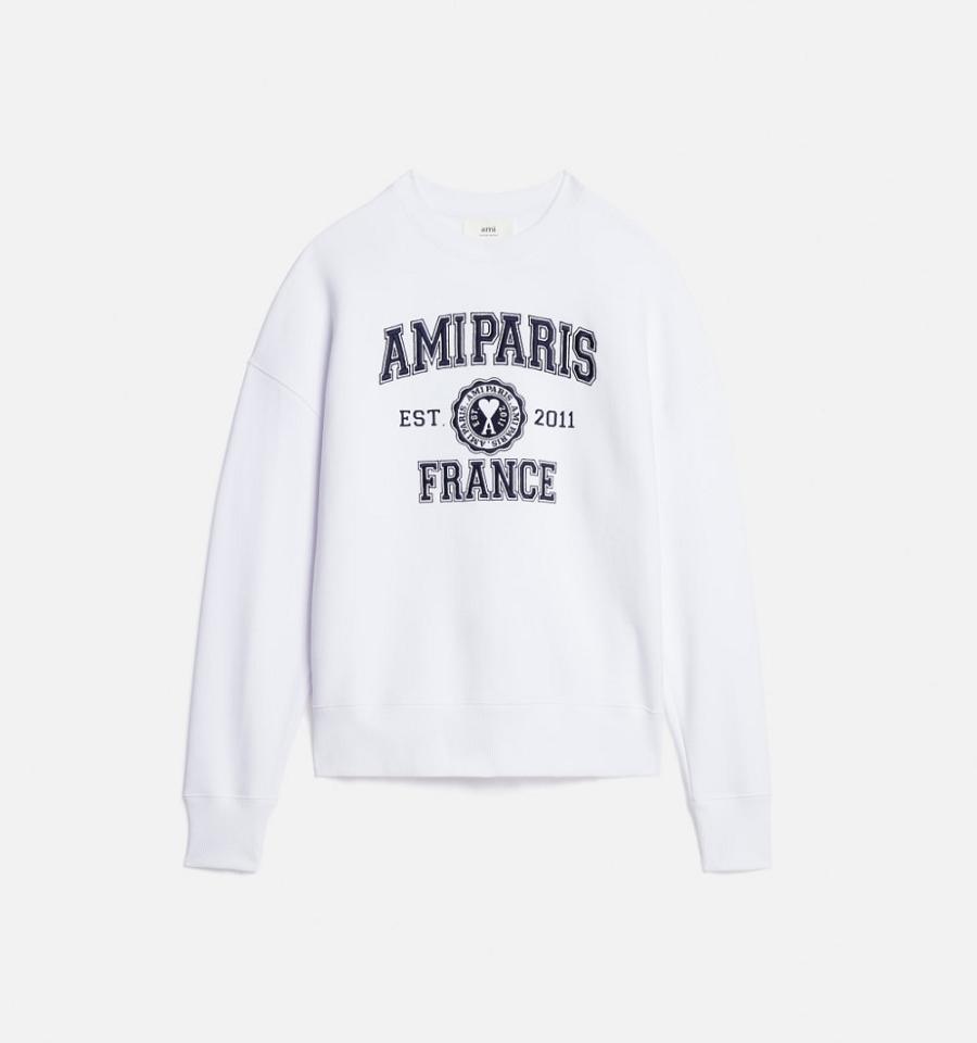 Sudaderas Ami Paris France Crewneck Blancos | ami_MX286