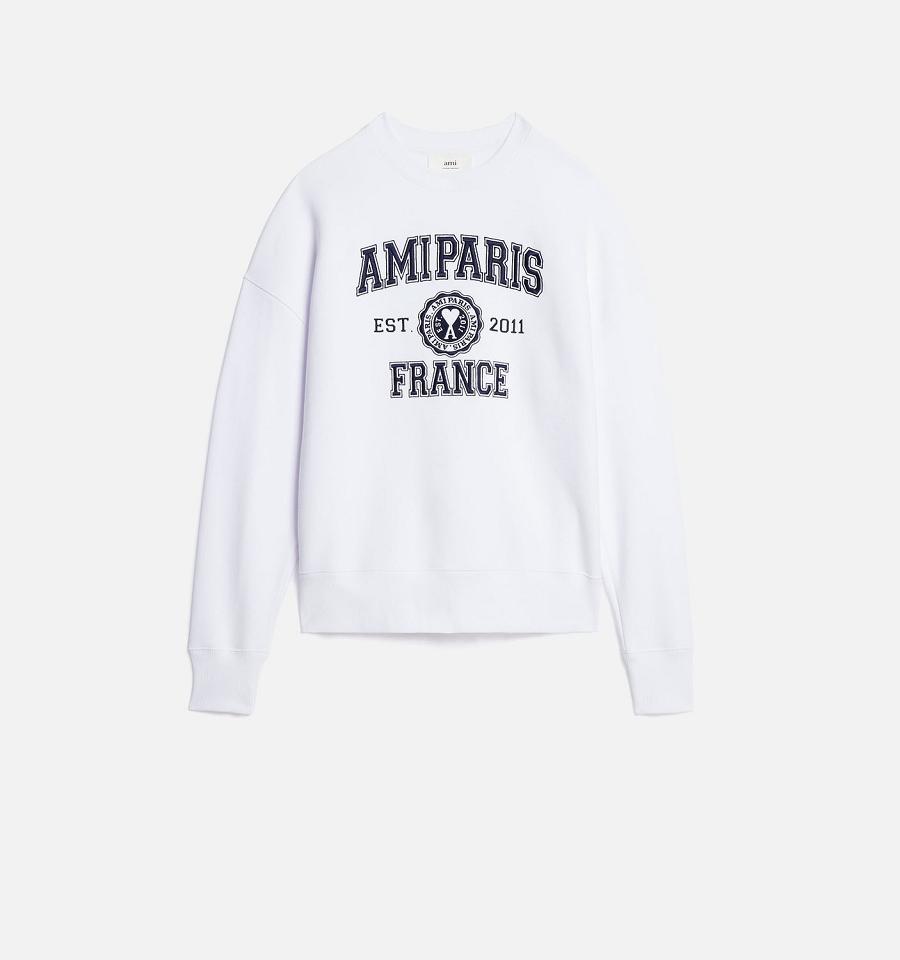 Sudaderas Ami Paris France Crewneck Blancos | ami_MX311