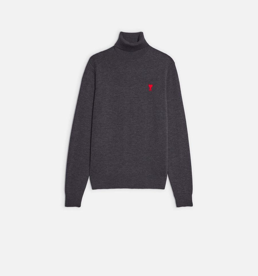 Suéteres Ami Paris Ami De Cœur Turtlencek Grises | ami_MX424