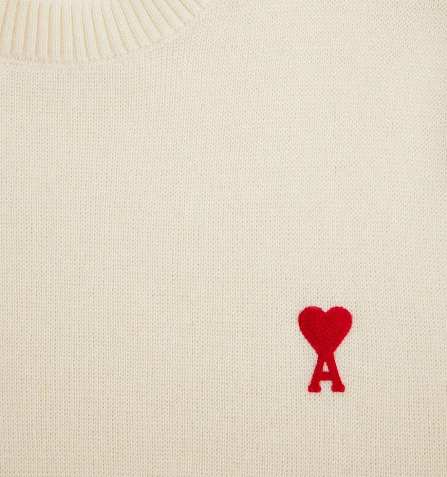 Suéteres Ami Paris Ami de Coeur Crewneck Beige | ami_MX145