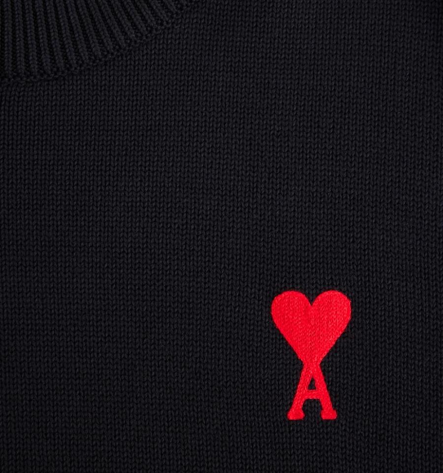 Suéteres Ami Paris Ami de Coeur Crewneck Negros | ami_MX200