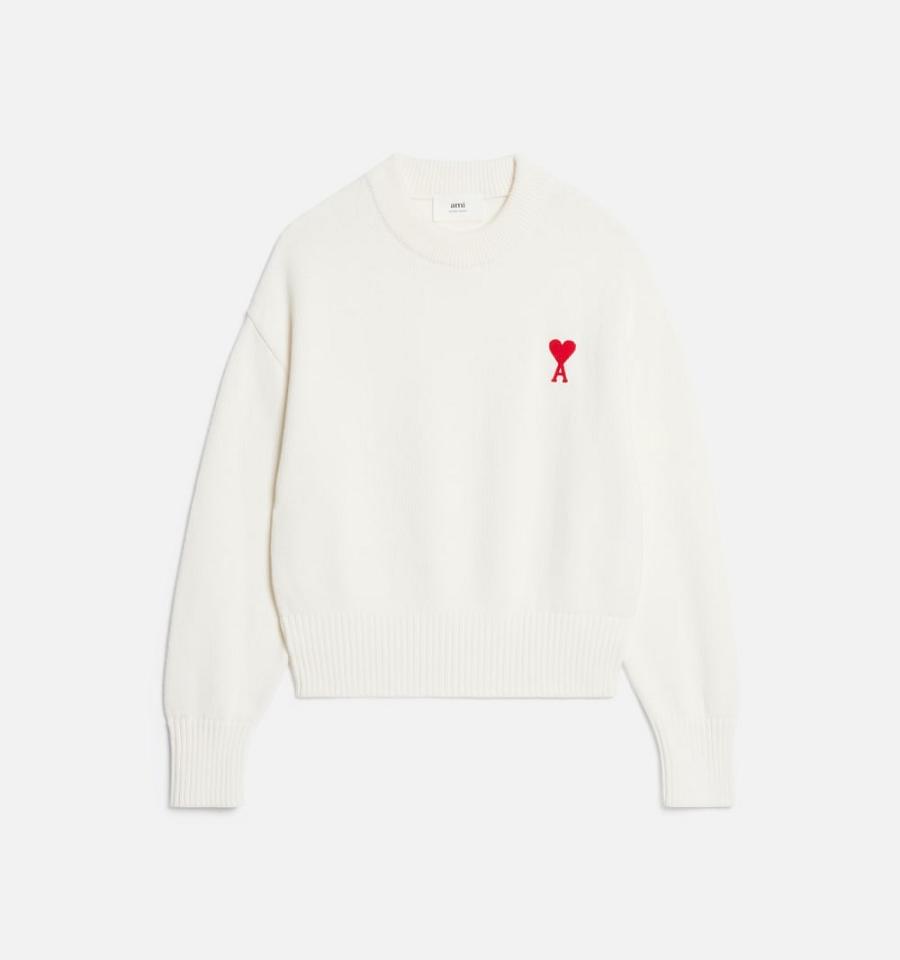 Suéteres Ami Paris Ami de Coeur Crewneck Blancos | ami_MX531