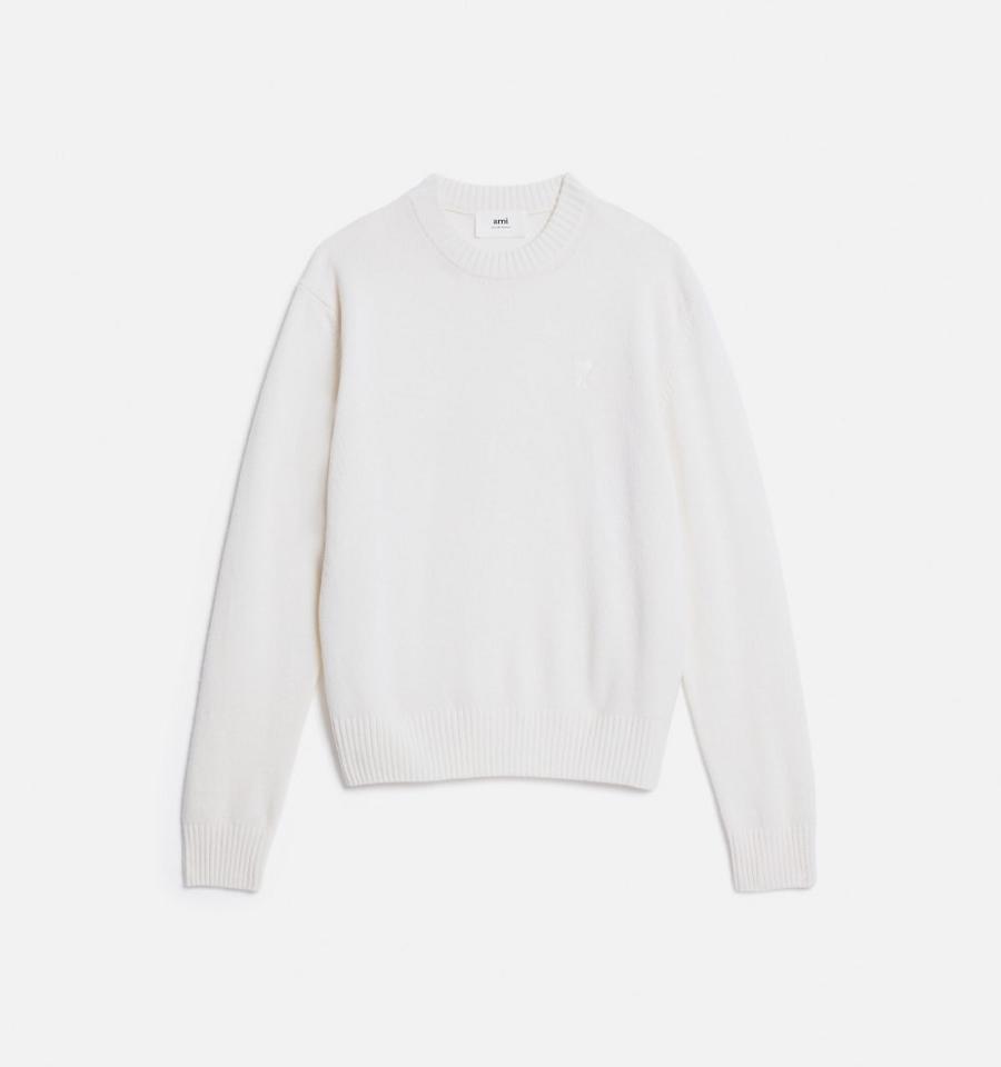 Suéteres Ami Paris Tonal Ami de Coeur Crewneck Blancos | ami_MX234