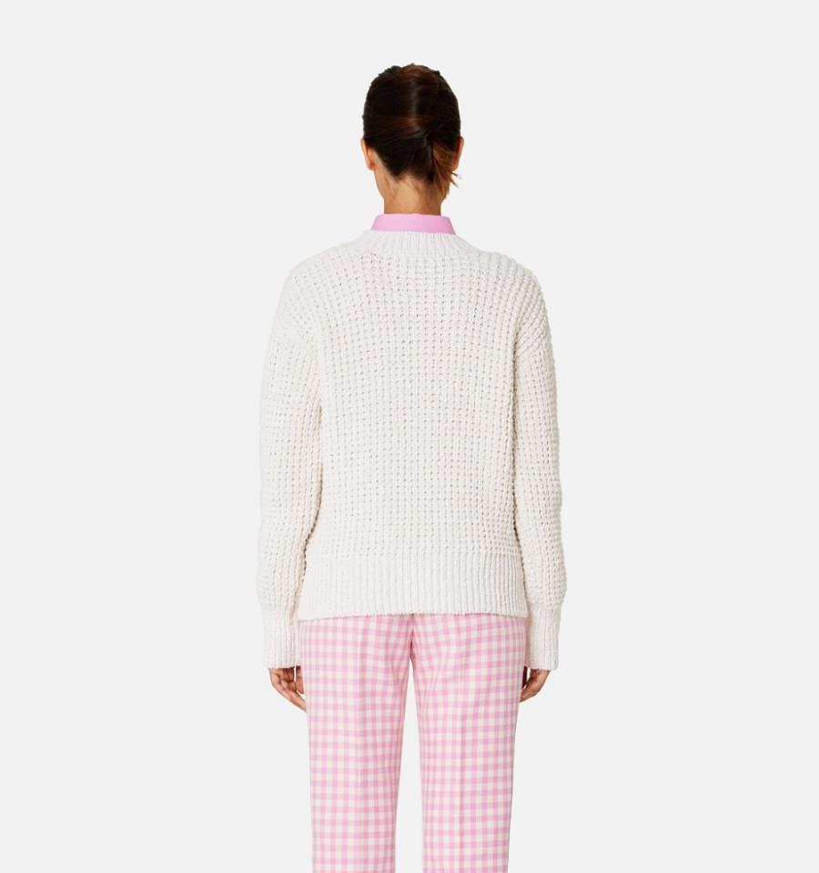 Suéteres Ami Paris Waffle Knit Blancos | ami_MX398