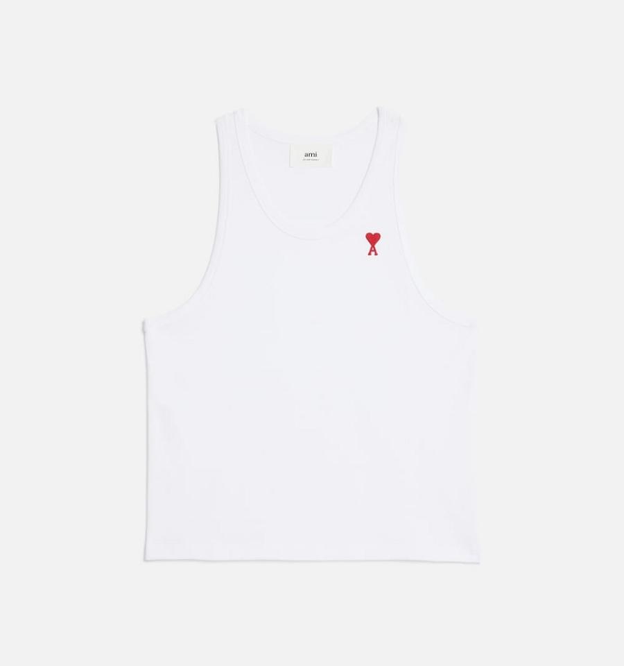 Tank Top Ami Paris Ami de Coeur Blancos | ami_MX314