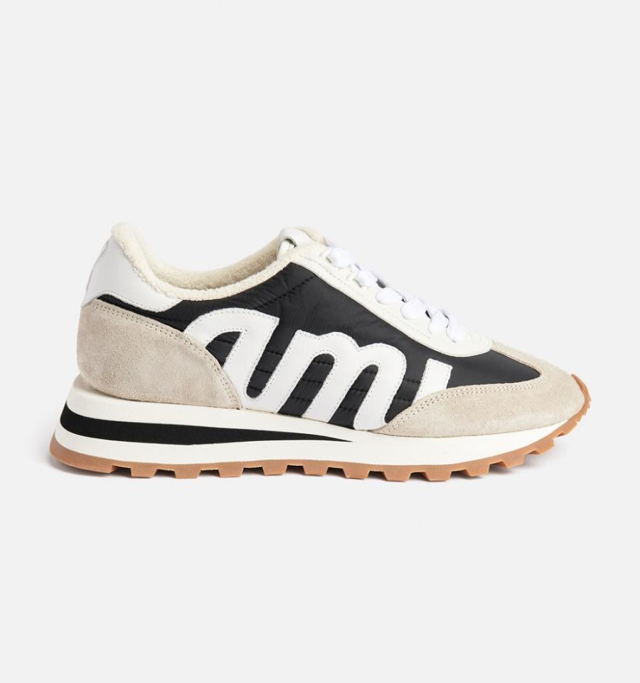 Tenis Ami Paris Ami Rush Beige Negros | ami_MX301