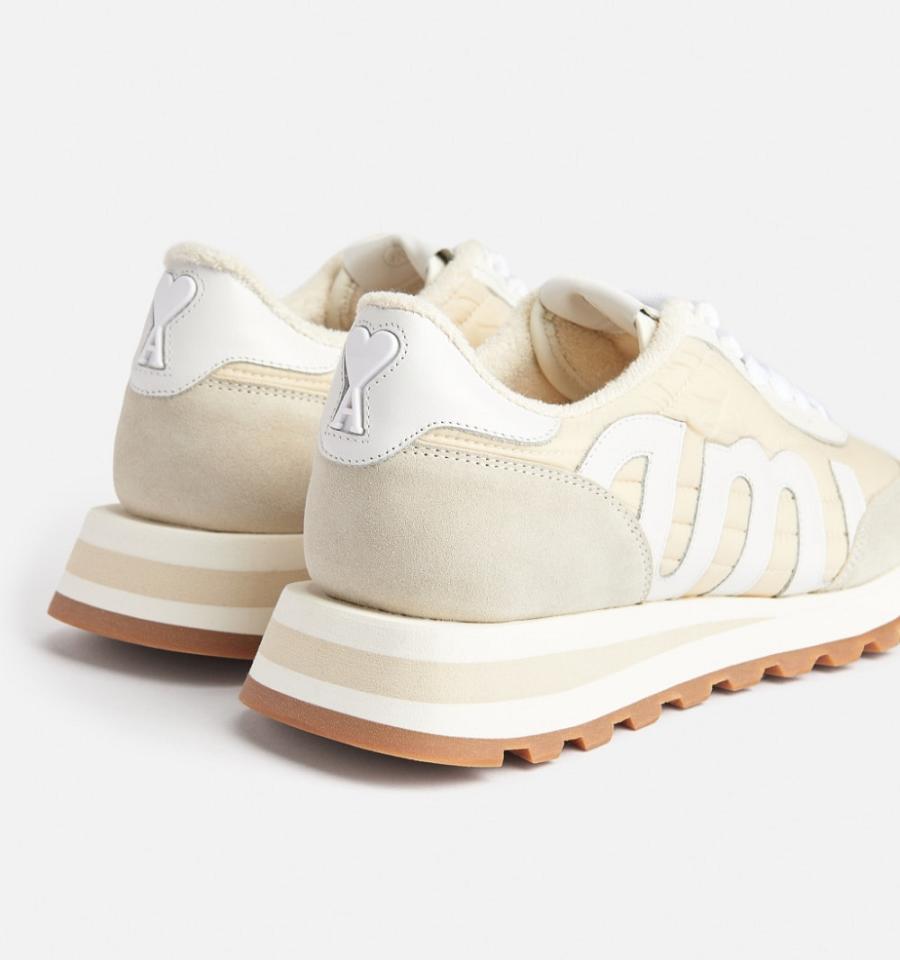 Tenis Ami Paris logo-patch panelled Beige | ami_MX308