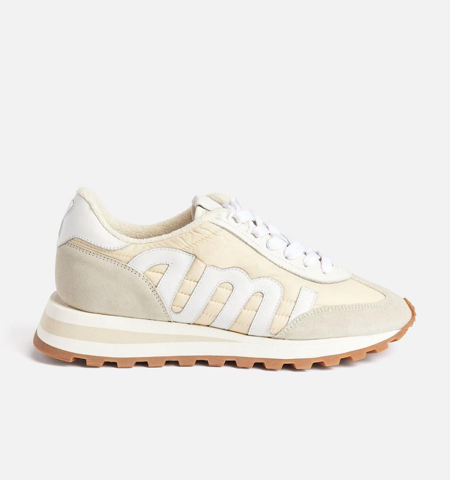 Tenis Ami Paris logo-patch panelled Beige | ami_MX308