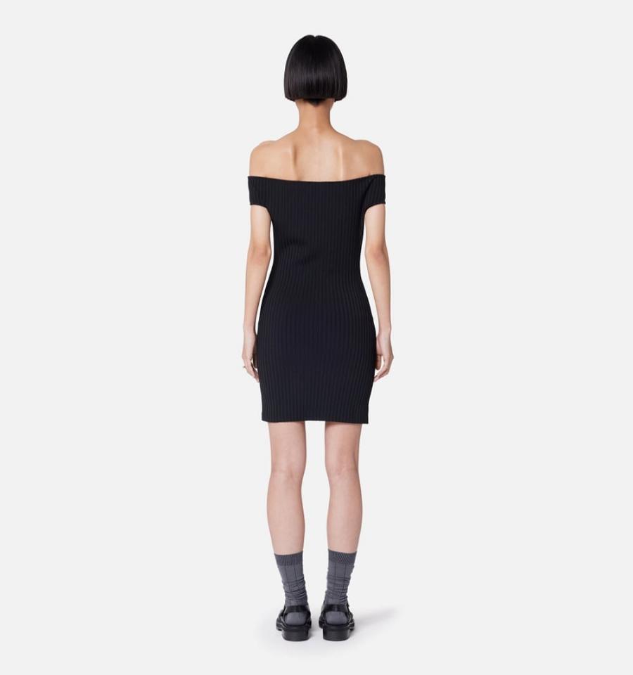 Vestido Ami Paris Bare Shoulder Mini Negros | ami_MX604